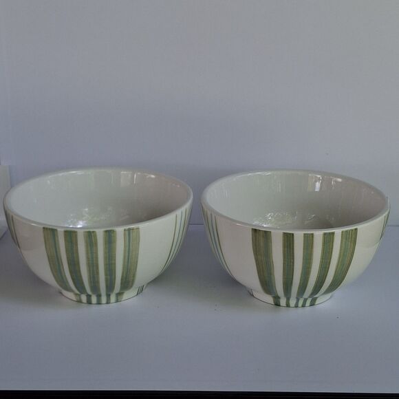 Set Of 2 Noble Excellence Earthenware Pistachio Vanilla Cereal Soup Bowl EUC - Picture 1 of 4